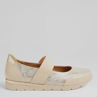 JEBBA W - IVORY LIZARD-PALE GOLD LEATHER FLATS