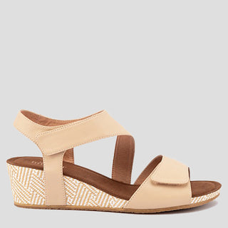 KYRA - NATURAL LEATHER WEDGE HEEL SANDALS