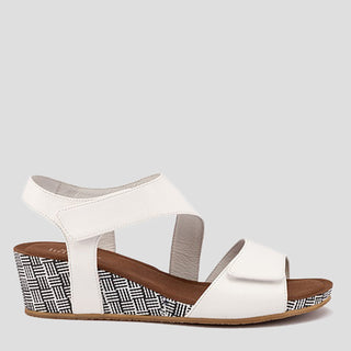 KYRA - WHITE LEATHER WEDGE HEEL SANDALS