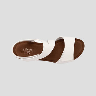 KYRA - WHITE LEATHER WEDGE HEEL SANDALS