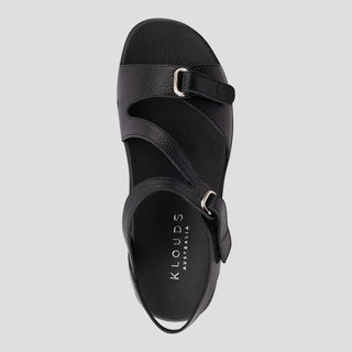 ABBEY PEBBLE - BLACK LEATHER SANDALS