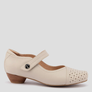 DAFFODIL PERF - NEUTRAL LEATHER HEELS