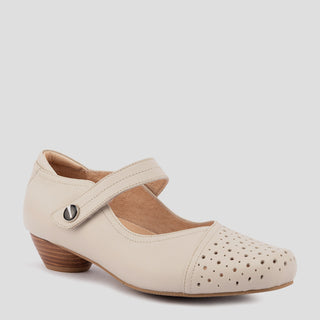 DAFFODIL PERF - NEUTRAL LEATHER HEELS