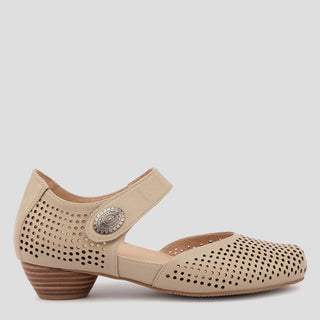 DARLENE - NUDE LEATHER HEELS