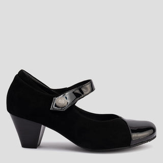 OAKDALE - BLACK PATENT COMBO HEELS