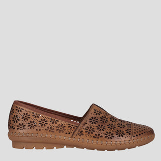 KYLIE - TAN LEATHER FLATS