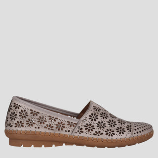 KYLIE - TAUPE LEATHER FLATS