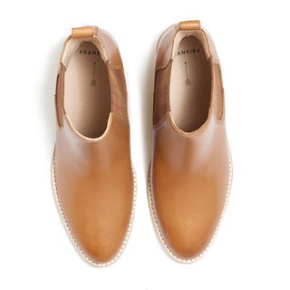 LIBERTY - TAN LEATHER ANKLE BOOTS