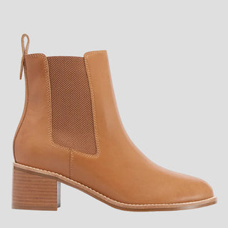 LIBERTY - TAN LEATHER ANKLE BOOTS