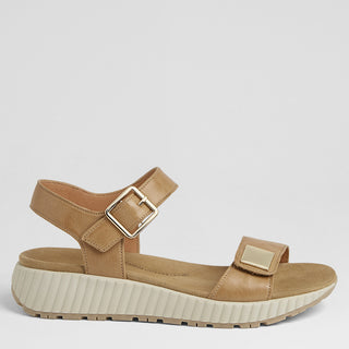 LITTLA W - DARK TAN LEATHER-ALMOND SOLE SANDALS