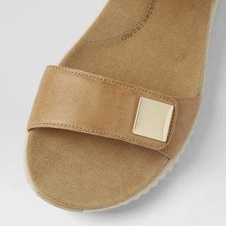 LITTLA W - DARK TAN LEATHER-ALMOND SOLE SANDALS