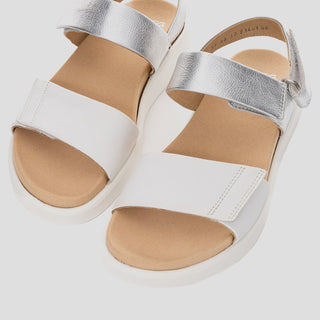 MADEIRA - WHITE SILVER LEATHER SANDALS