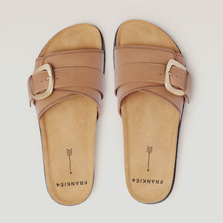 MONTEREY - CAMEL LEATHER SLIDES
