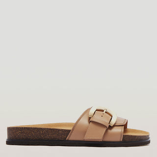MONTEREY - CAMEL LEATHER SLIDES