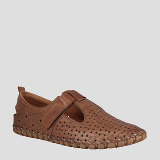 MUNROE - TAN LEATHER FLATS