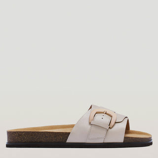 MONTEREY - WARM PEARL LEATHER SANDAL SLIDES