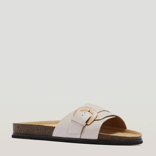 MONTEREY - WARM PEARL LEATHER SANDAL SLIDES