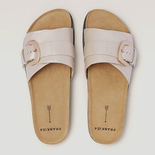 MONTEREY - WARM PEARL LEATHER SANDAL SLIDES