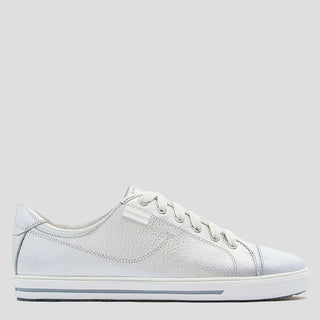 NAT III - SILVER TUMBLED LEATHER SNEAKERS