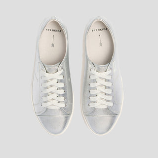 NAT III - SILVER TUMBLED LEATHER SNEAKERS