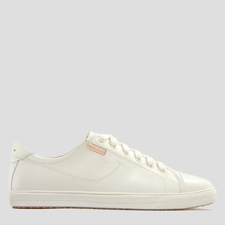 NAT III - WHITE TUMBLED LEATHER SNEAKERS