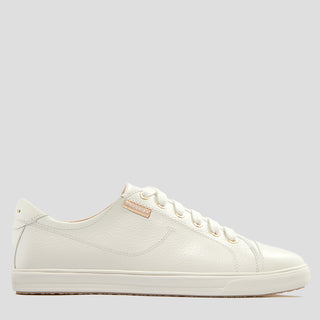 NAT III - WHITE TUMBLED LEATHER SNEAKERS