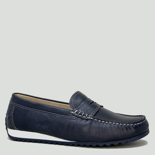 NEW PORT - BLUE LEATHER LOAFER FLATS