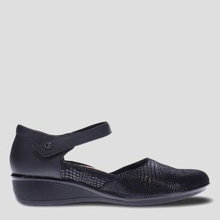 OSAKA - BLACK LIZARD PRINT LEATHER FLATS