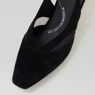OSGOOD XW - BLACK SUEDE MESH SLINGBACK HEELS