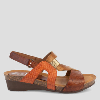 OBELLIA - TAN/SAGE/CORAL/BRONZE LEATHER SANDALS
