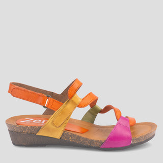 OSINA - FUCHSIA/ORANGE/PISTACHIO/GOLD LEATHER SANDALS