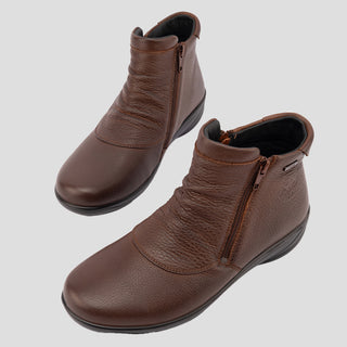 P-9521 - COGNAC LEATHER ANKLE BOOTS