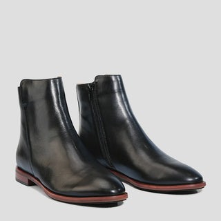 PHEONIX - BLACK LEATHER ANKLE BOOTS