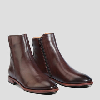 PHEONIX - CHESTNUT LEATHER ANKLE BOOTS