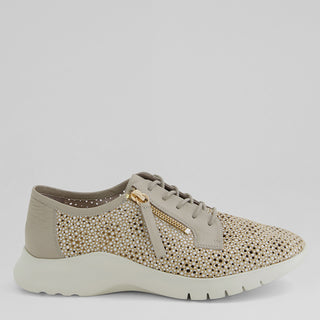 POZER XW - CAMEL&WHITE PRINT LEATHER SNEAKERS