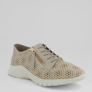 POZER XW - CAMEL&WHITE PRINT LEATHER SNEAKERS