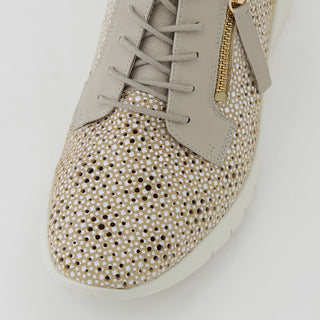POZER XW - CAMEL&WHITE PRINT LEATHER SNEAKERS