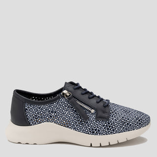 POZER XW - NAVY & WHITE PRINT LEATHER SNEAKERS
