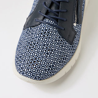POZER XW - NAVY & WHITE PRINT LEATHER SNEAKERS
