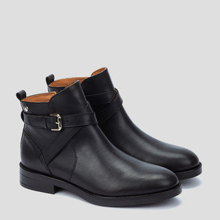 W3C-8869 - BLACK LEATHER ANKLE BOOTS