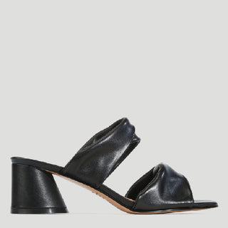 PETRIS - BLACK LEATHER SANDAL HEELS