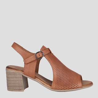 POPPY - TAN LEATHER SANDAL HEELS