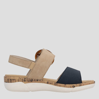 R6853 - NAVY-BEIGE LEATHER SANDALS