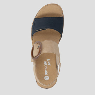 R6853 - NAVY-BEIGE LEATHER SANDALS
