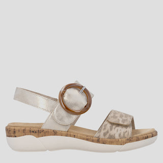 REMONTE R6853 - BEIGE-METALLIC LEATHER SANDALS