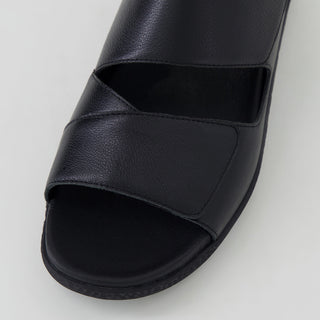 REPPA XW - BLACK LEATHER SANDAL SLIDES