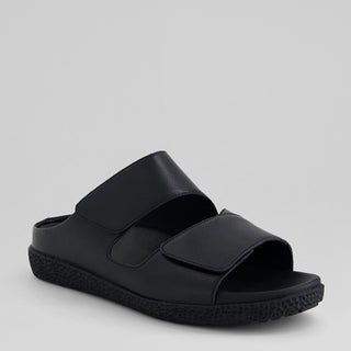REPPA XW - BLACK LEATHER SANDAL SLIDES