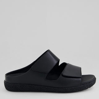 REPPA XW - BLACK LEATHER SANDAL SLIDES
