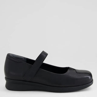RHAPSODY W - BLACK LEATHER FLATS