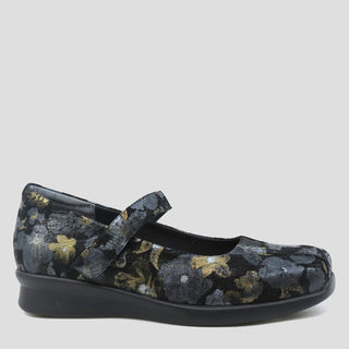 RHAPSODY W - BLACK METAL SUEDE FLATS